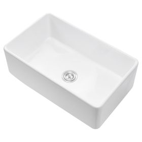 33.5x20 in Farmhouse Sink Undermount Kitchen Single Bowl Basin Fireclay White