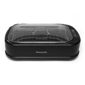 PowerXL Smokeless Grill Family Size- with Tempered Glass Lid with Interchangeable Grill and Griddle Plate and Turbo Speed Smoke Extractor Technol