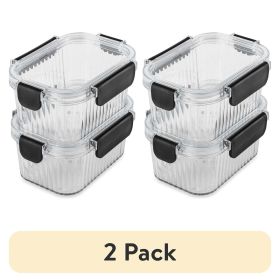 (2 pack) 2 Pack of 2 Cup Food Storage Containers, Clear